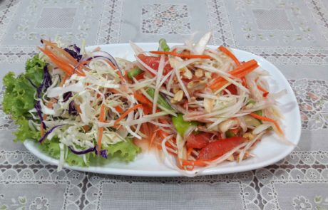 Veganer Papaya Salat Som Tam in Thailand